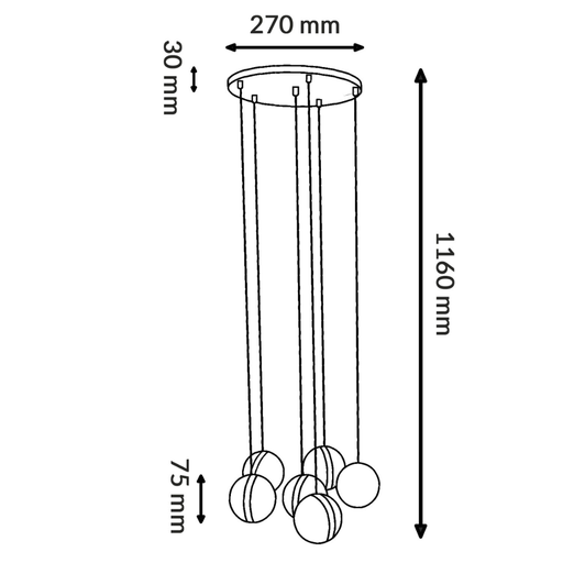 Lustră modernă cu sfere LED și cabluri lungi