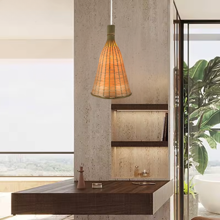 Pendul Mallorca ratan iluminat ambiental