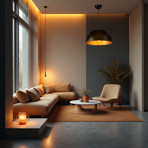 Pendul Pople semidom metalic, lumină caldă reflectată pe finisaj auriu