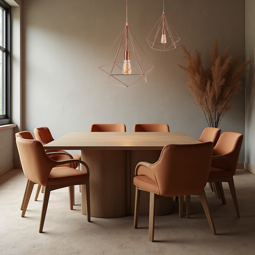 Pendul industrial cu structură metalică rose-gold