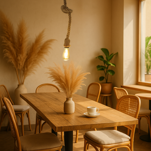 Pendul Rope rustic industrial din lino aprins