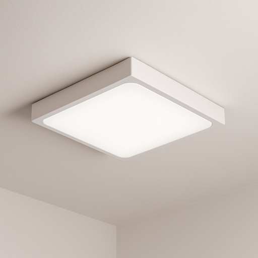 plafoniera moderna alba slim 2xe27 cu senzor automat