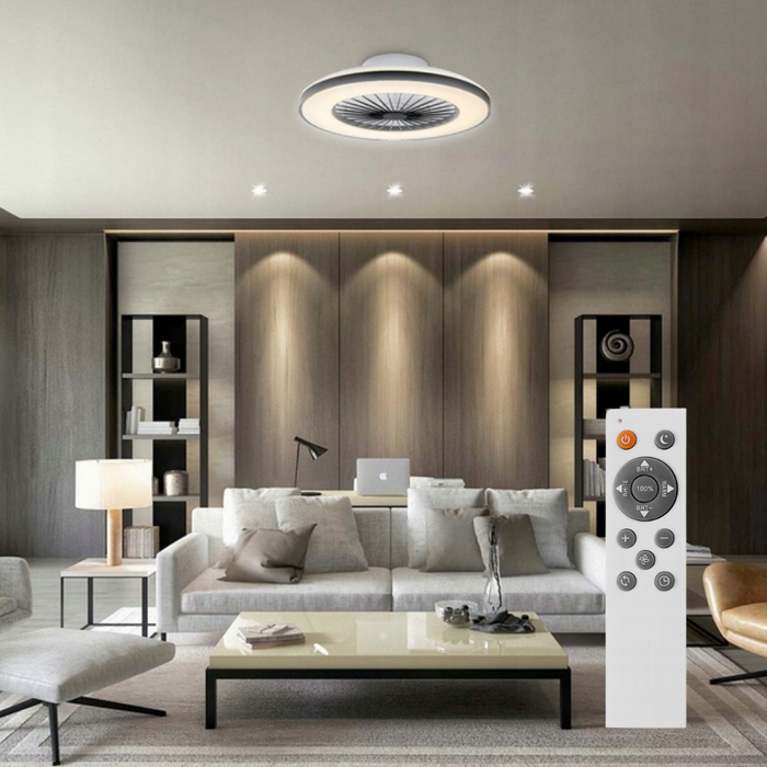 Plafoniera LED KLEO neagră cu funcție de dimming și reglaj temperatură