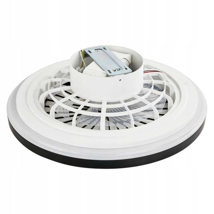 Plafoniera LED KLEO neagră cu ventilator controlabil în trepte