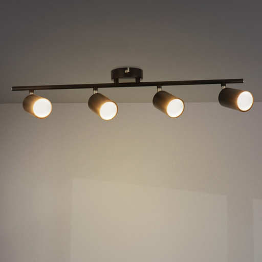 corp iluminat tavan negru 4 spoturi