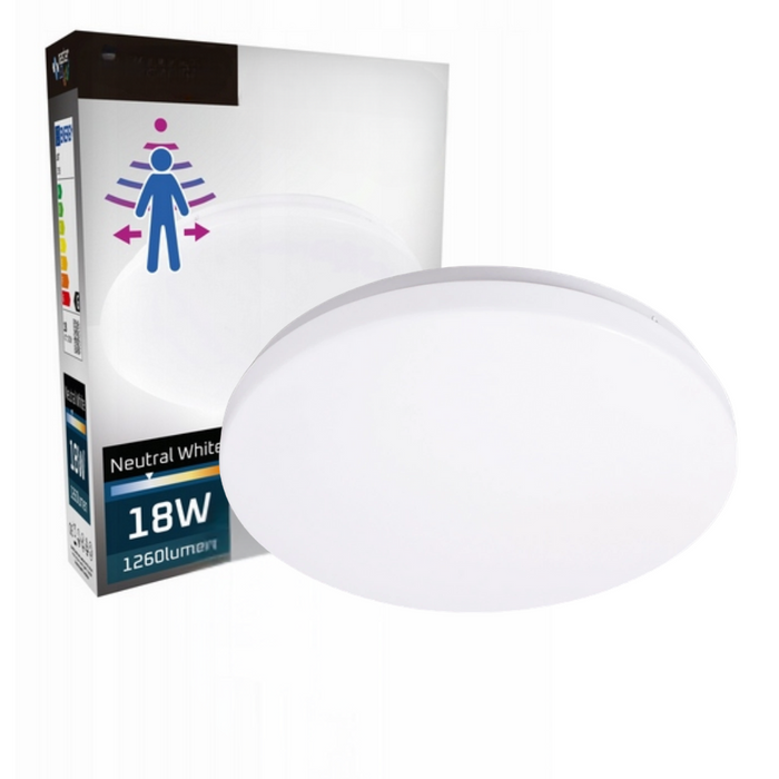plafoniera rezistenta ip44 led 18w cu senzor microwave