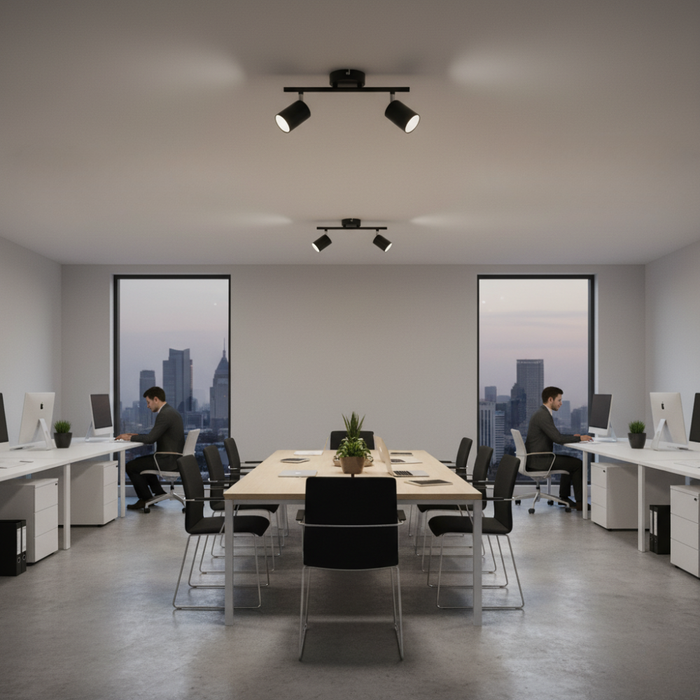 plafonieră Black cu 2 becuri GU10, spoturi orientabile plafon negru