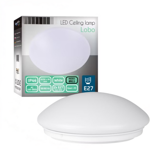 Plafonieră albă Ø290mm cu două socluri E27 pentru tavan
