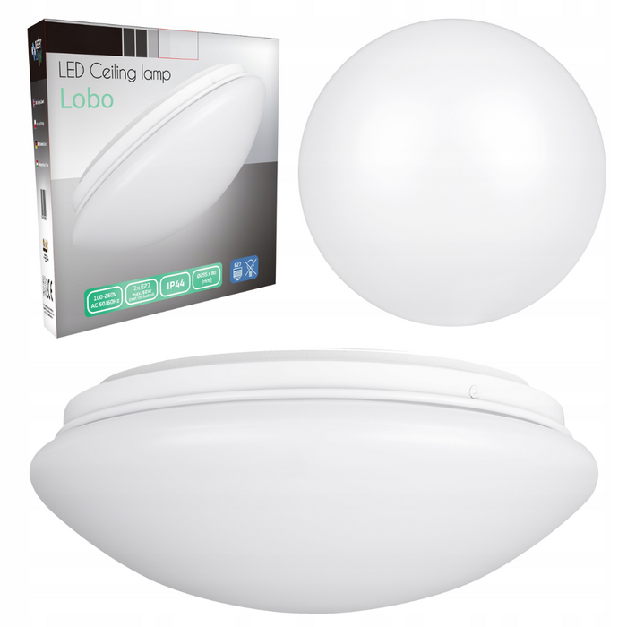 Detaliu plafonieră E27 Ø255mm cu bază din oțel și difuzor plastic