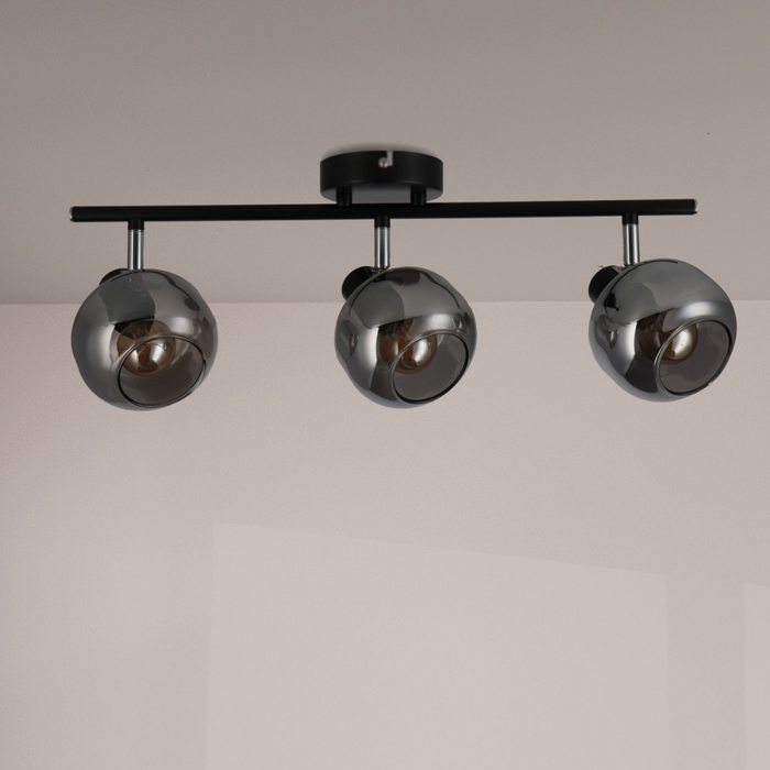 Corp de iluminat plafonieră cu 3 becuri E14, finisaj negru
