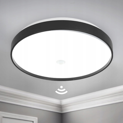 Vedere frontală plafoniera LED FILO rotundă 4000K în funcțiune