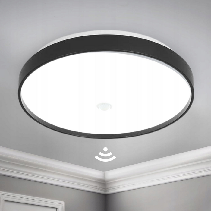 Vedere frontală plafoniera LED FILO rotundă 4000K în funcțiune