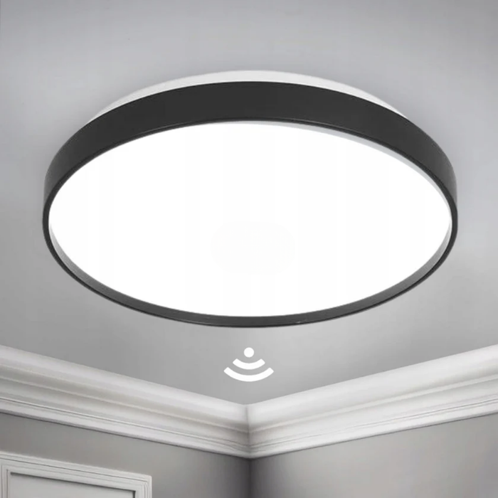 plafoniera inteligenta led neagra 18w 4000k cu senzor
