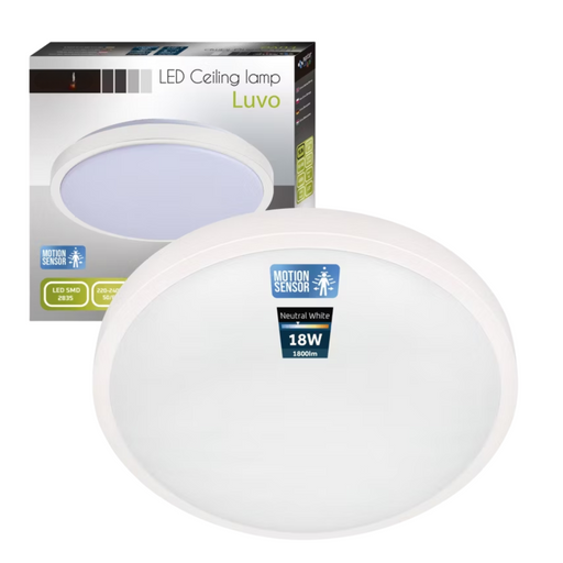 plafoniera luvo rotunda alba 18w cu senzor dip 4000k
