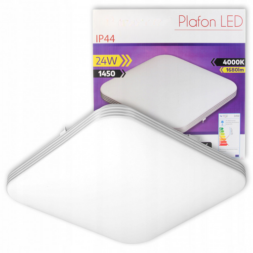 Plafonieră LED pătrată 24W cu lumină neutră 4000K