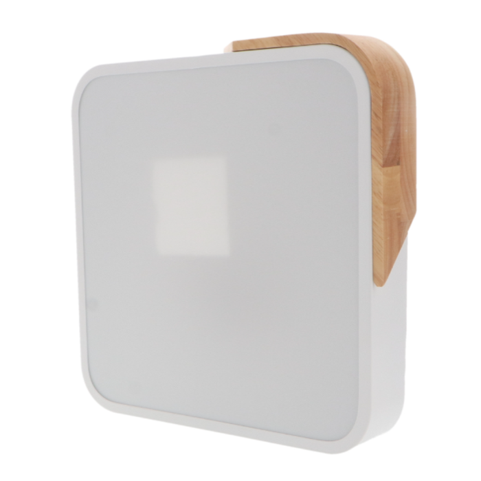 Plafonieră LED Pătrată Wood 24W cu finisaj alb și lemn natural
