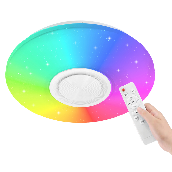 Plafonieră LED albă 48W cu difuzor muzical și iluminare RGB
