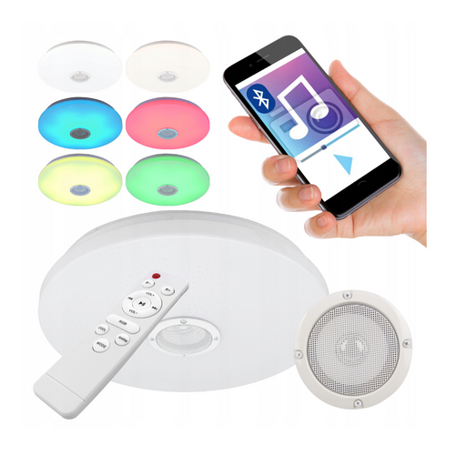 Plafonieră LED Ø390 mm cu difuzor Bluetooth și lumină RGB+CCT
