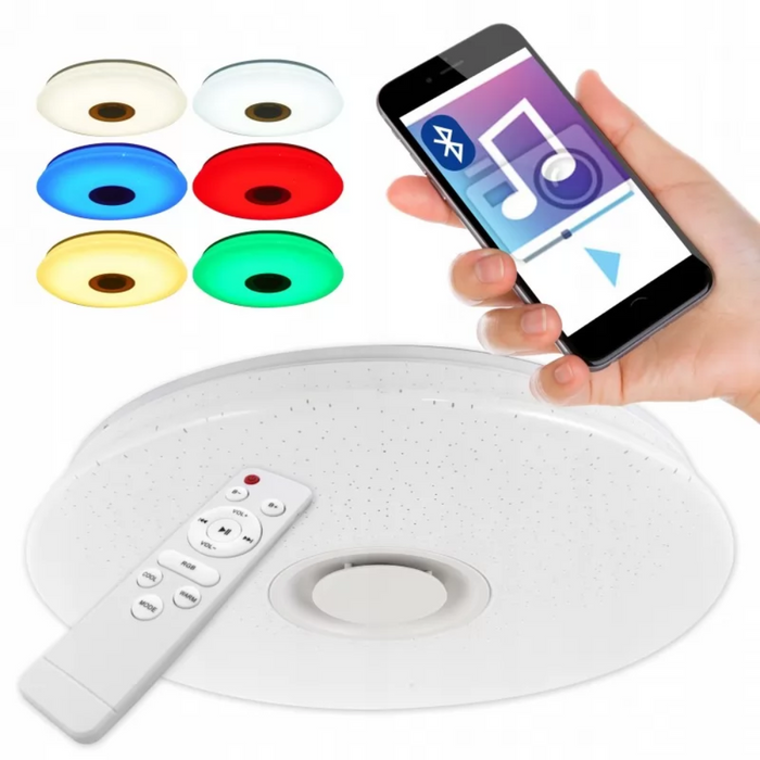 Plafonieră LED 48W rotundă cu lumină RGB+CCT și difuzor Bluetooth