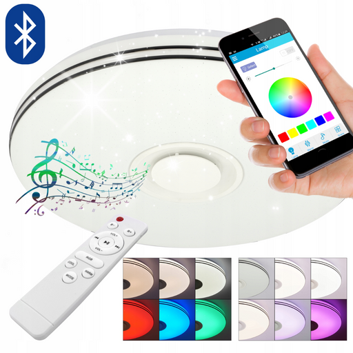 plafoniera led dimabila rgbw 72w cu muzica bluetooth