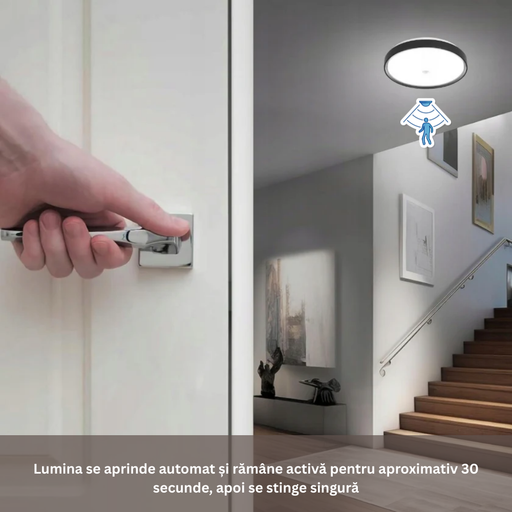 plafoniera slim tavan negru 24w luvo cu senzor miscare