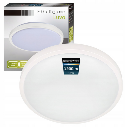 Plafonieră LED 12W Ø255mm albă cu protecție IP44 pentru baie
