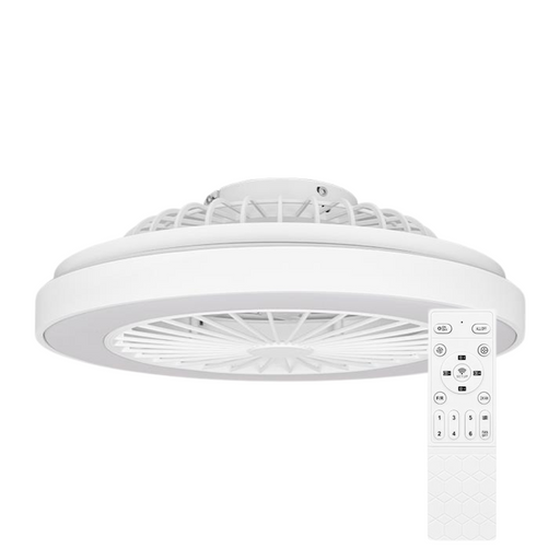 Plafoniera LED KLEO 36W+15W cu ventilator montată pe tavan alb