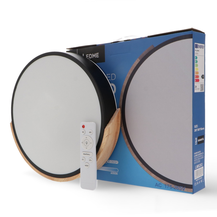 Plafonieră LED moderna cu telecomanda, 24W CCT, neagra