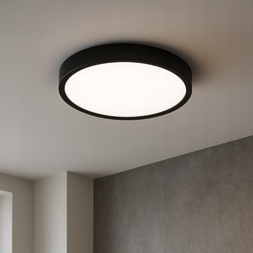 plafoniera led design modern negru slim 24w 4000k