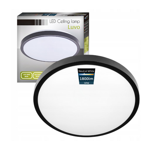 Plafonieră LED Luvo rotundă neagra pentru baie modernă IP44

