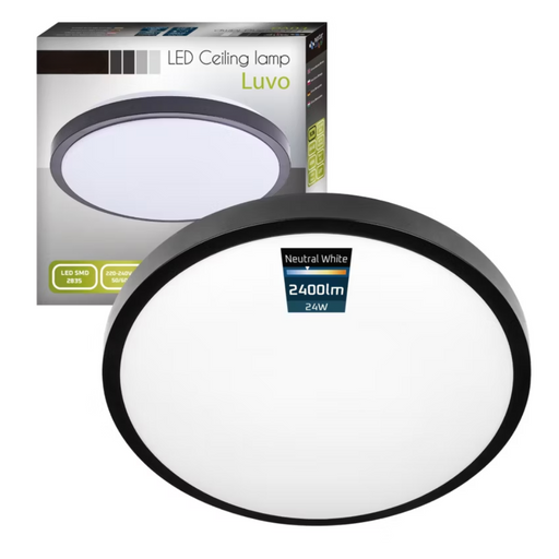 plafoniera led neagra rotunda luvo 24w Ø325mm ip44