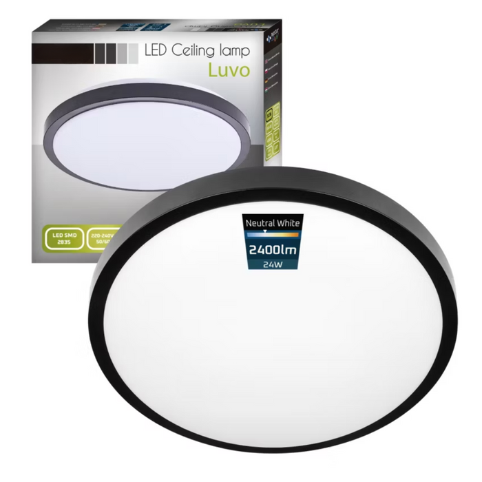 plafoniera led neagra rotunda luvo 24w Ø325mm ip44
