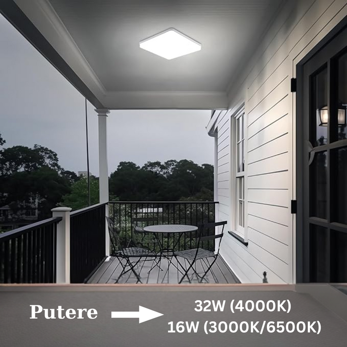 Montaj plafonieră LED pătrată slim 32W pe tavan
