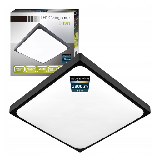 Plafonieră LED pătrată 18W IP44 rezistentă la umiditate
