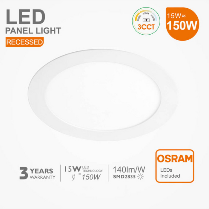 Plafonieră LED Slim rotunda 15W, CRI 85+, lumină naturala