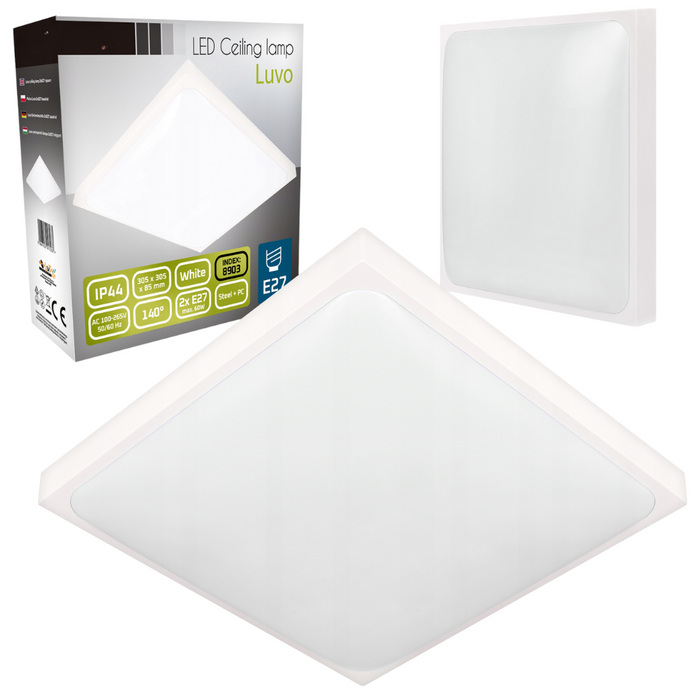 plafoniera luvo alba patrata 2xe27 ip44 305mm
