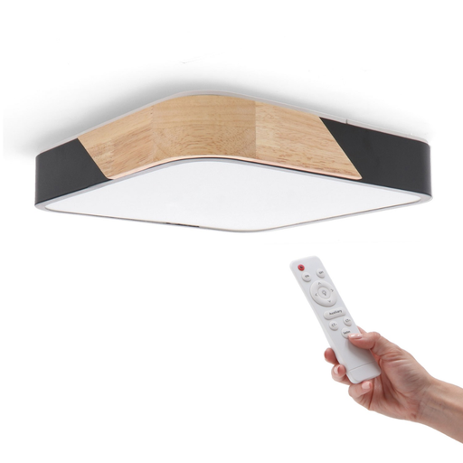 Plafonieră LED Wood 24W finisaj negru cu detaliu lemn
