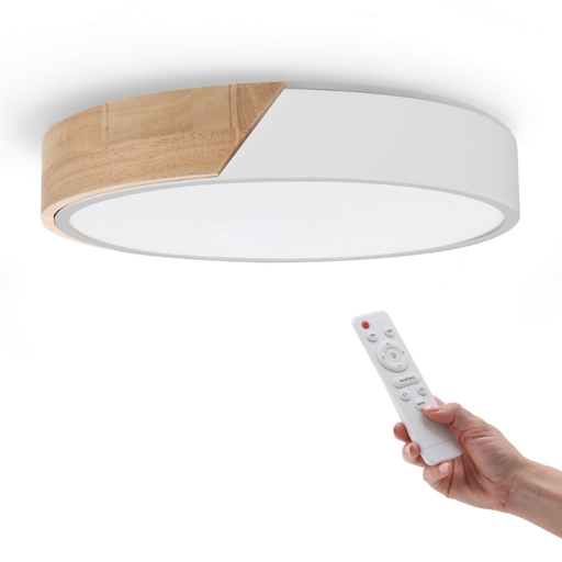 Plafonieră LED Wood  cu telecomanda, 24W CCT, alba
