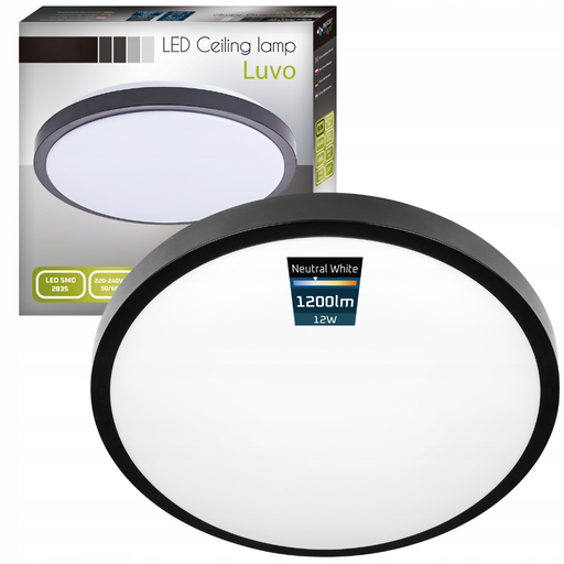 Plafonieră LED Luvo IP44 rezistentă la umiditate, culoare neagră
