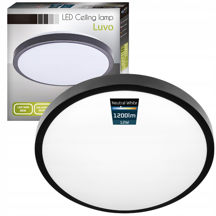 Plafonieră LED Luvo IP44 rezistentă la umiditate, culoare neagră
