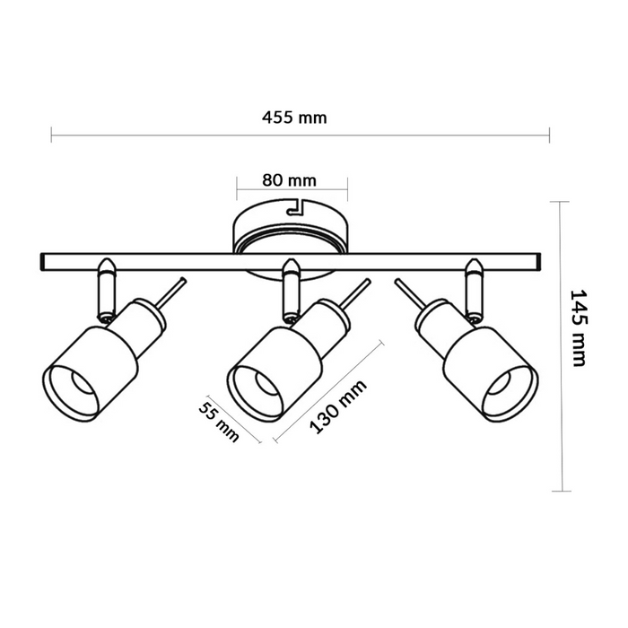 Plafonieră cu 3 spoturi GU10, montaj pe suprafață, design elegant