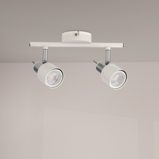 Lampă de tavan cu două spoturi GU10 orientabile, metal alb