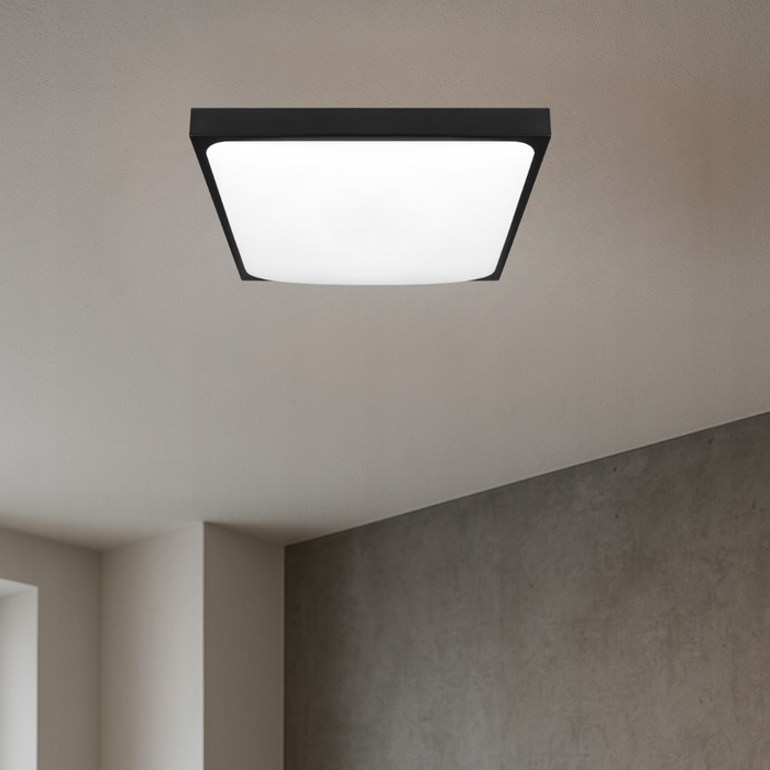 plafoniera moderna tavan negru 2xe27 patrata slim