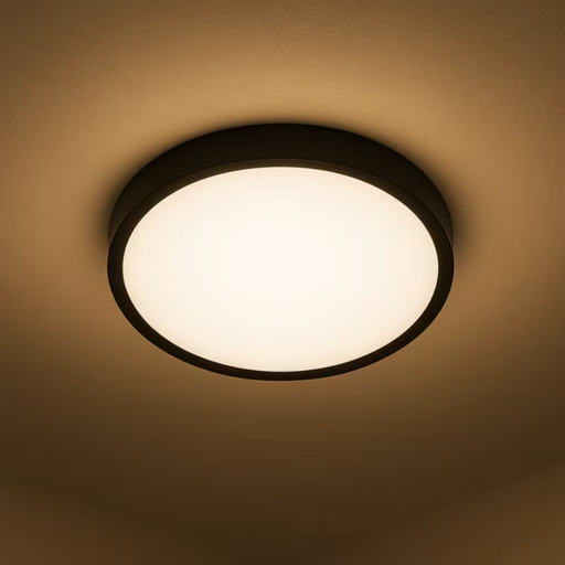 plafoniera moderna neagra 2xe27 cu senzor miscare dip