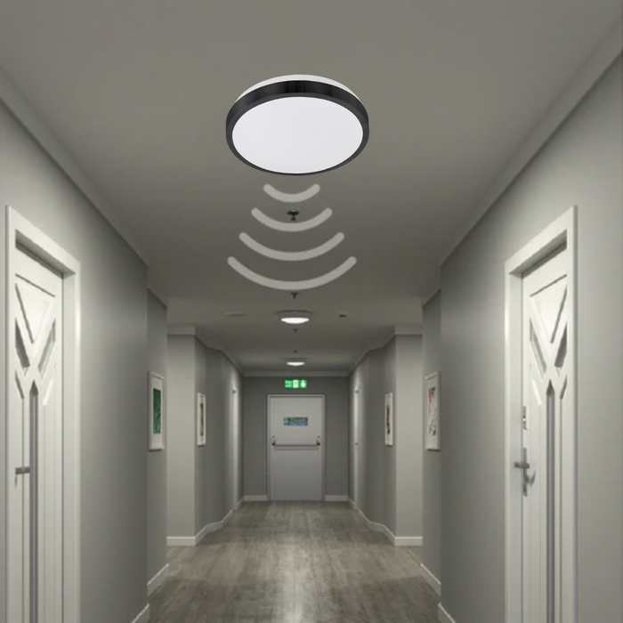 Plafonieră Solen rotundă cu ramă neagră, compatibilă becuri E27 max 40W