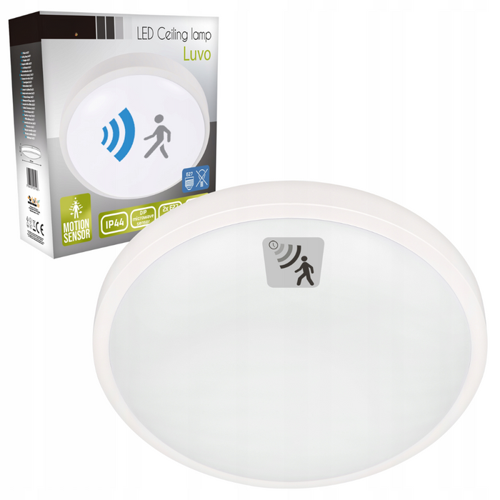 plafoniera rezistenta ip44 alba 2xe27 cu senzor automat