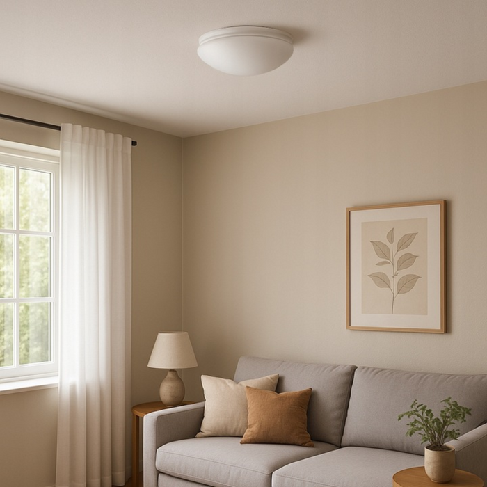 plafoniera rotunda alba Ø260mm cu senzor microwave pentru hol