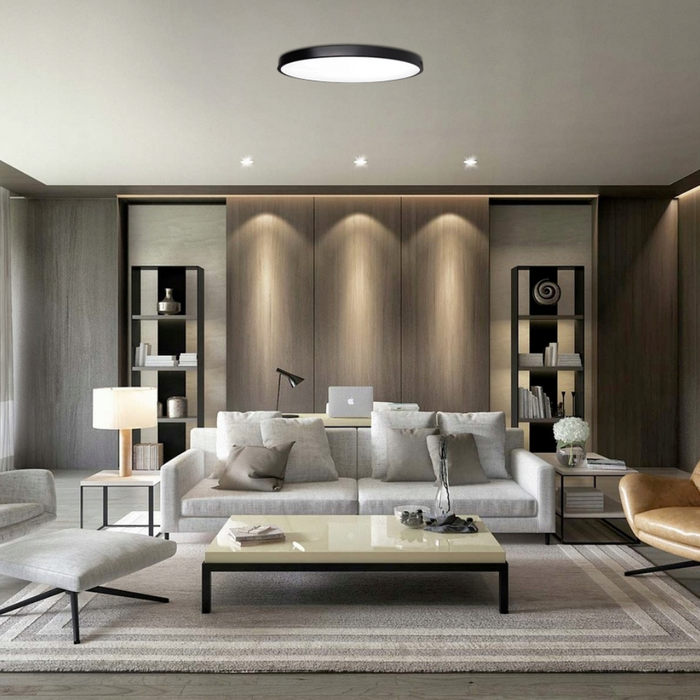 plafoniera rotunda neagra 90w vesna led flux 9000lm
