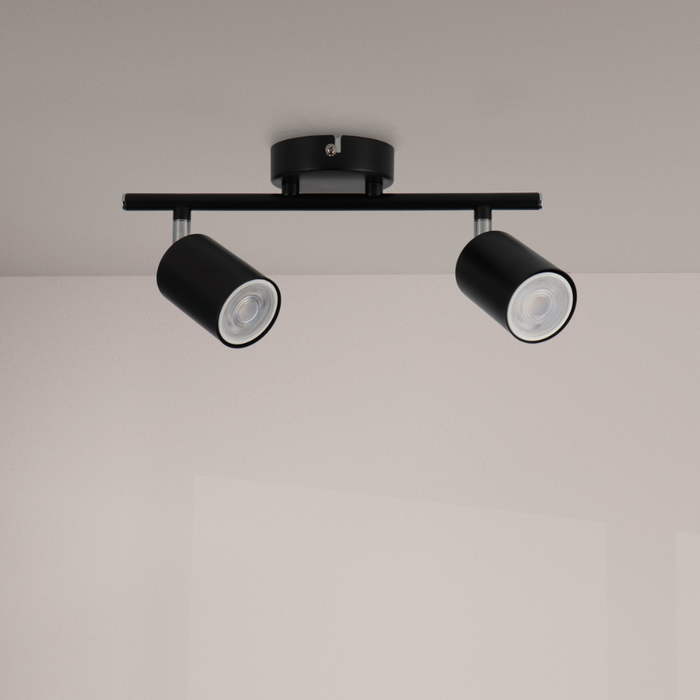 spot dublu design industrial negru, plafonieră GU10 negru modernă