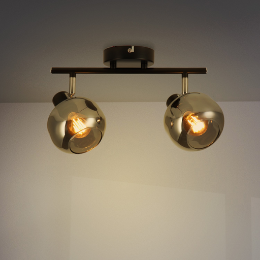 Plafonieră Seria Glass cu 2 spoturi E14, finisaj negru modern